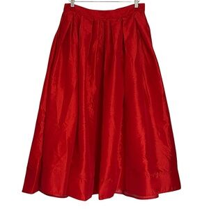 NWT Free People Emilia Full Pleated Skirt High Risk Red Midi Size Large
